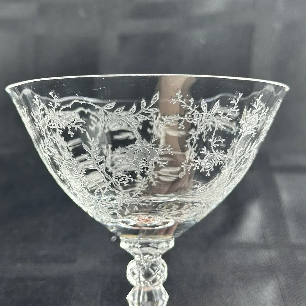 4 Fostoria Crystal Chintz 4 3/8